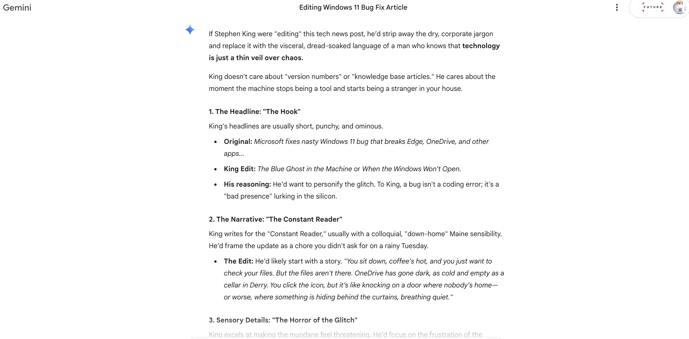 Gemini persona writing test