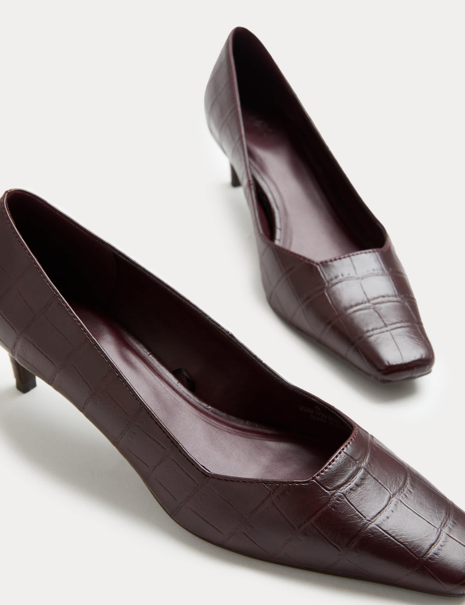 Croc Kitten Heel Chisel Toe Court Shoes