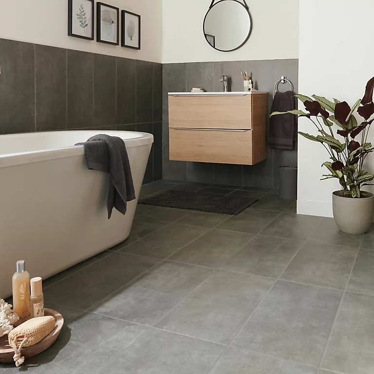 Colours Structured Grey Matt Concrete Effect Textured Porcelain Indoor Wall & Floor Tile, Pack of 6, (l)600mm (w)300mm