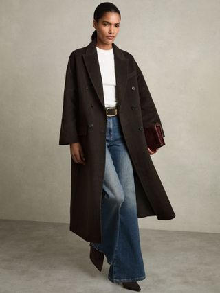 Lara Wool Blend Herringbone-Twill Coat