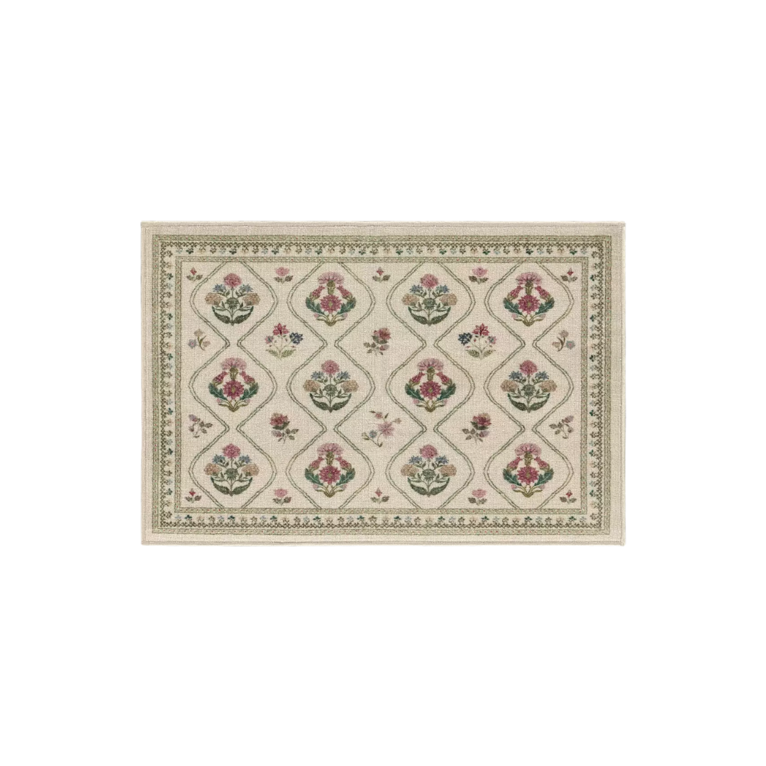 Ruggable Washable Trellis Floral Olivia Rug