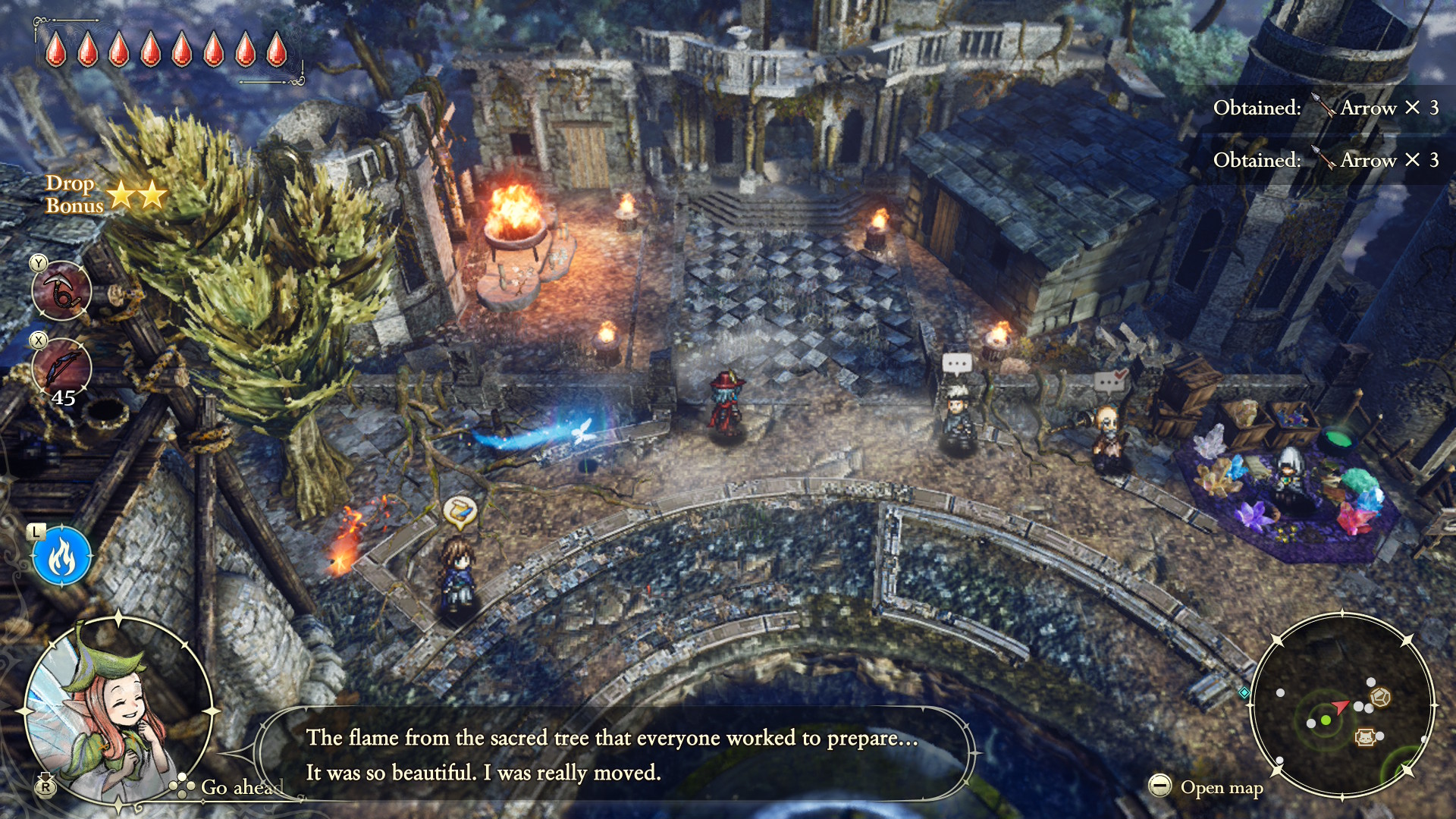 Exploring a ruined town in The Adventures of Elliot: The Millennium Tales