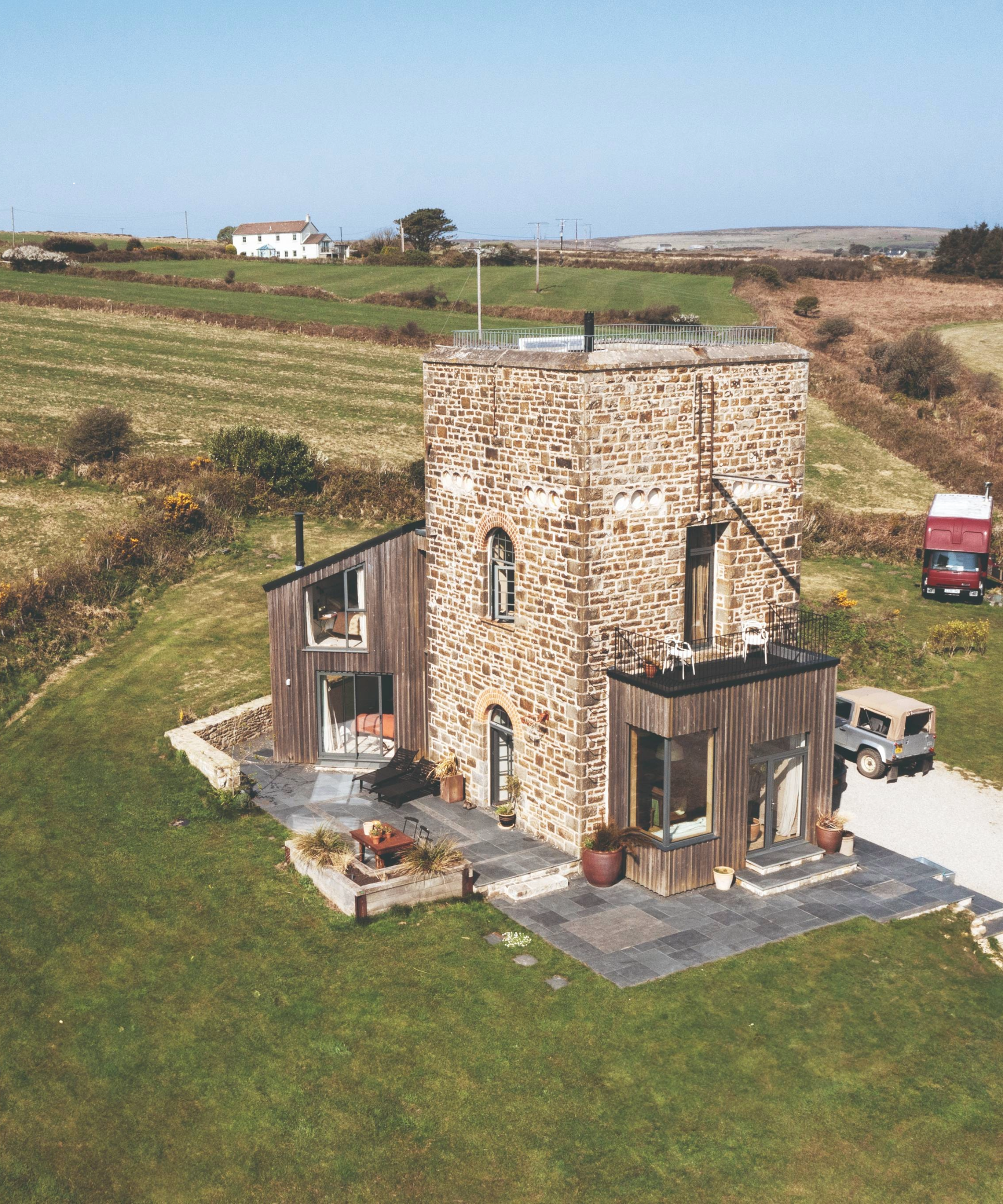 Exterior view of the tower home from the side
