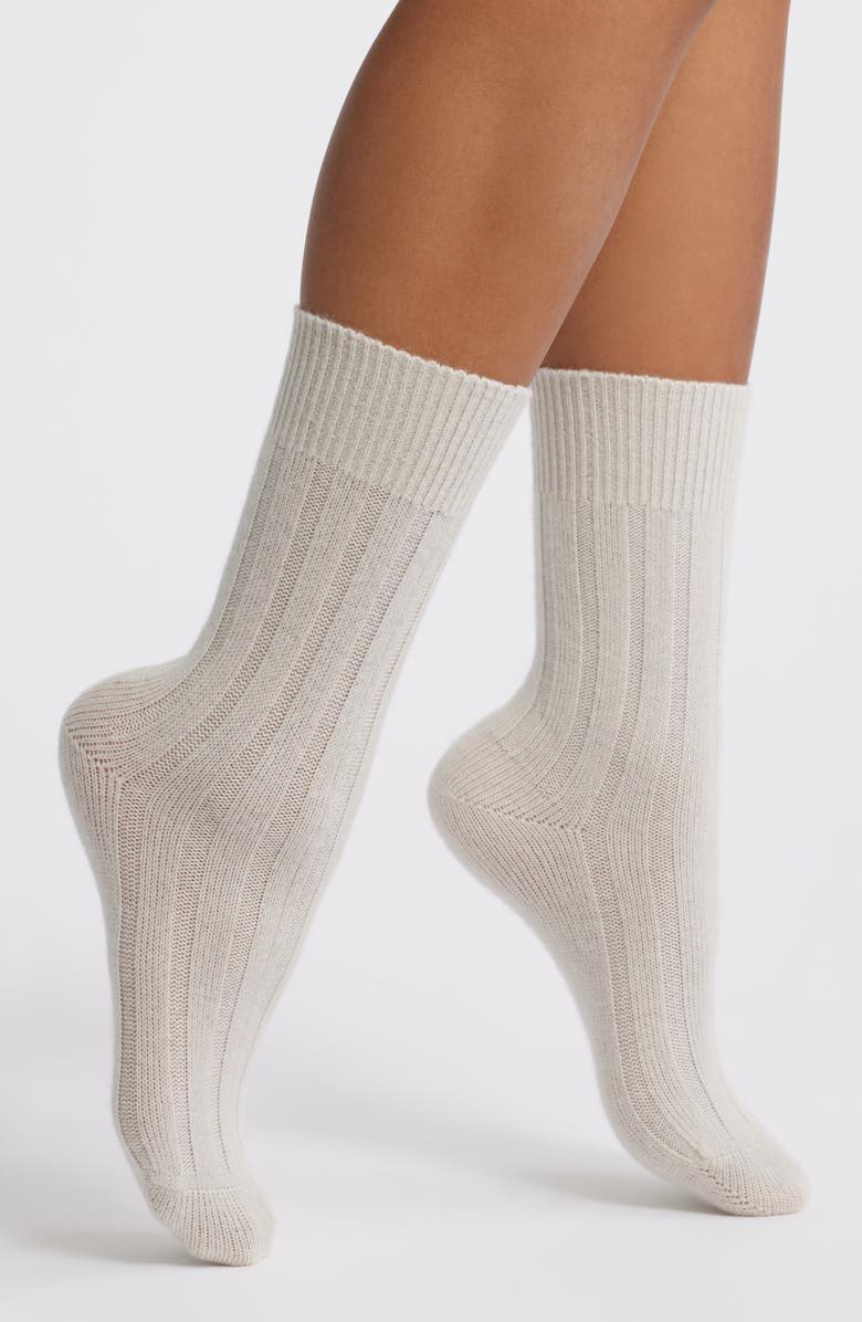 Rib Cashmere Blend Crew Socks