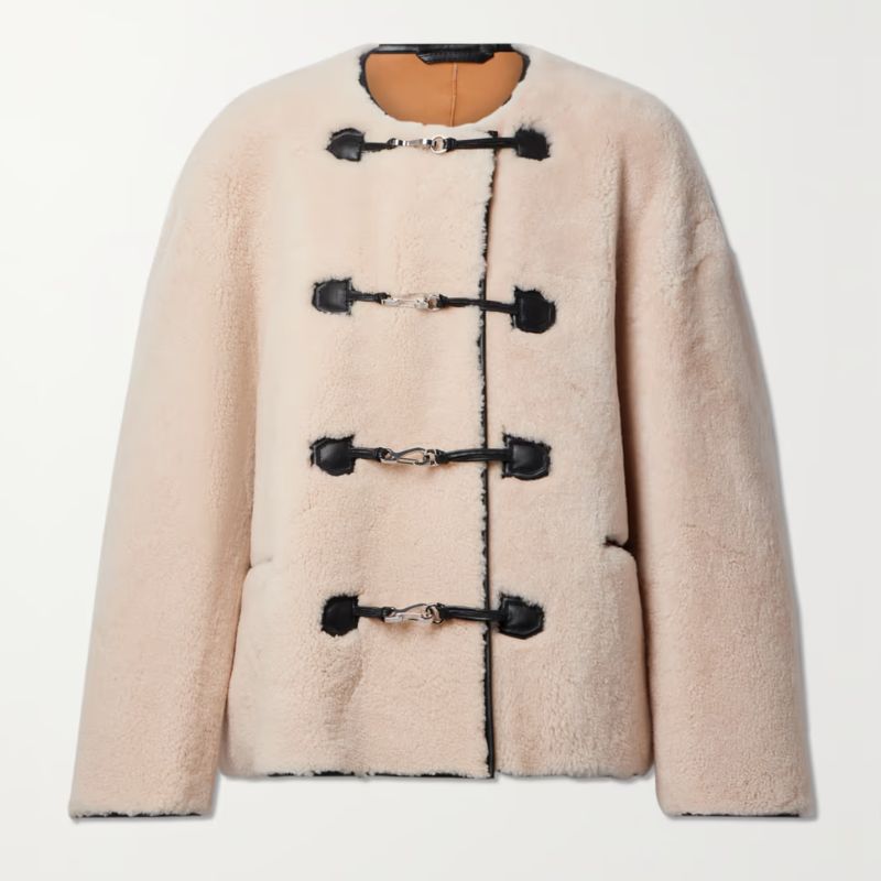 Toteme leather-trimmed shearling jacket