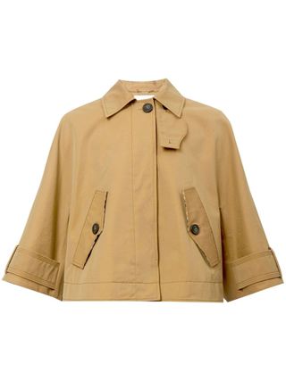 Cropped Cotton Trench Coat Cape