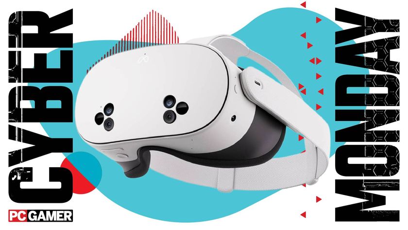 A Meta Quest 3S headset on a Cyber Monday background