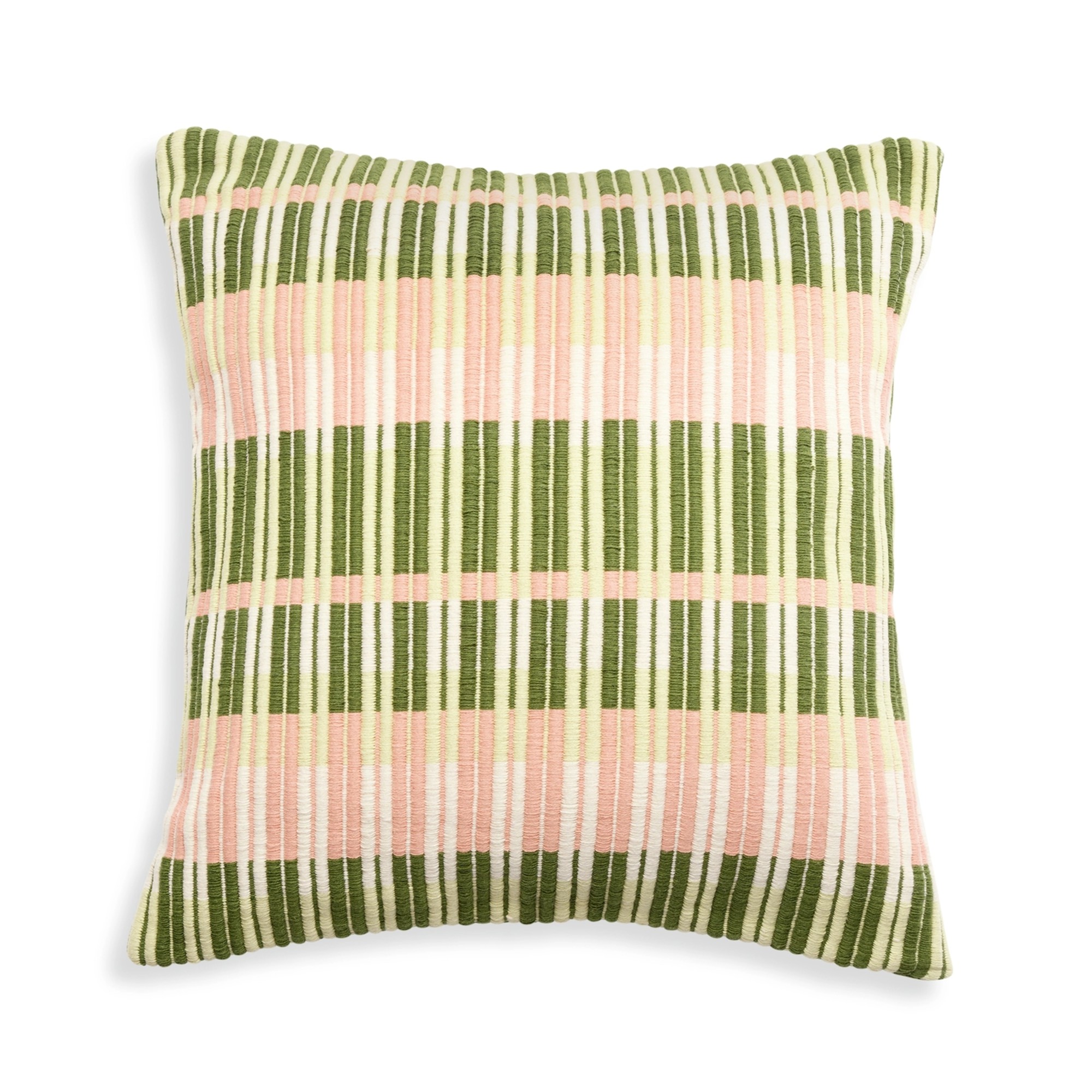 Habitat Woven Stripe Cushion - Green