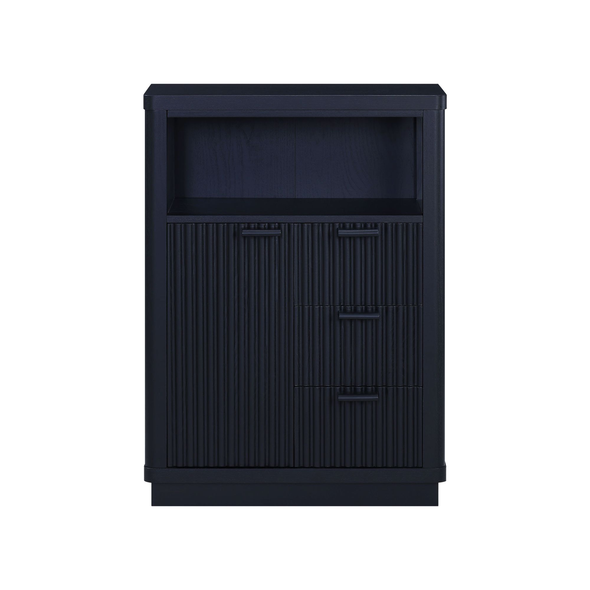 Beautiful Fluted Vanity Storage Cabinet, Rich Black