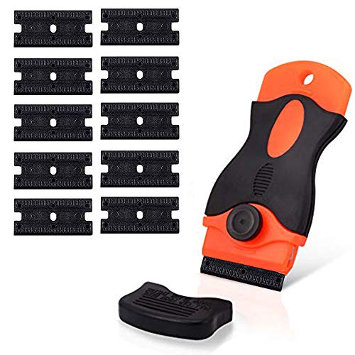 Canopus Razor Scraper Tool Non Scratch With 10 Double Edged Razor Blades, Glass and Plastic Scraper for Stickers, Labels and Decals