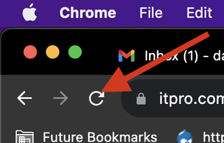 A close up shot of a refresh button on a Google Chrome browser