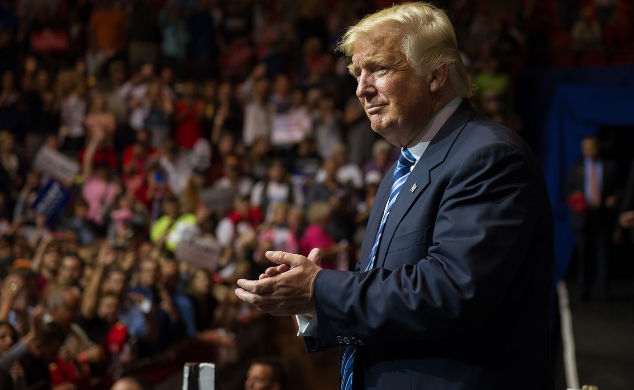 Donald Trump on stage in Ohio