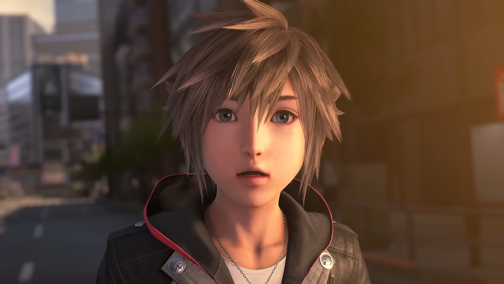 Sora looks shocked in a Kingdom Hearts 4 trailer screenshot.