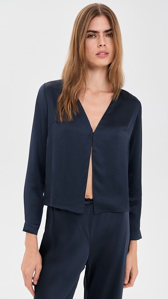 Val Satin Blouse - Dark Navy