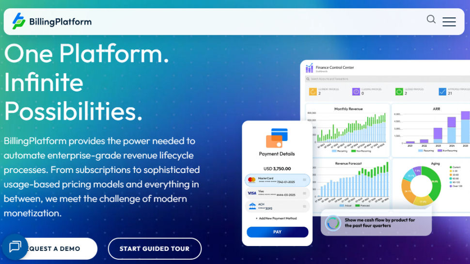BillingPlatform website screenshot (February 2026)