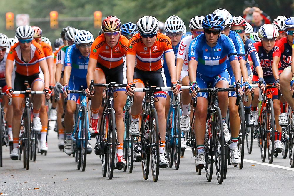 The Italian and Dutch team lead the peloton