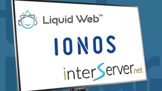 Best dedicated server hosting: Logo of Liquid Web, IONOS and InterServer logo on a desktop screen