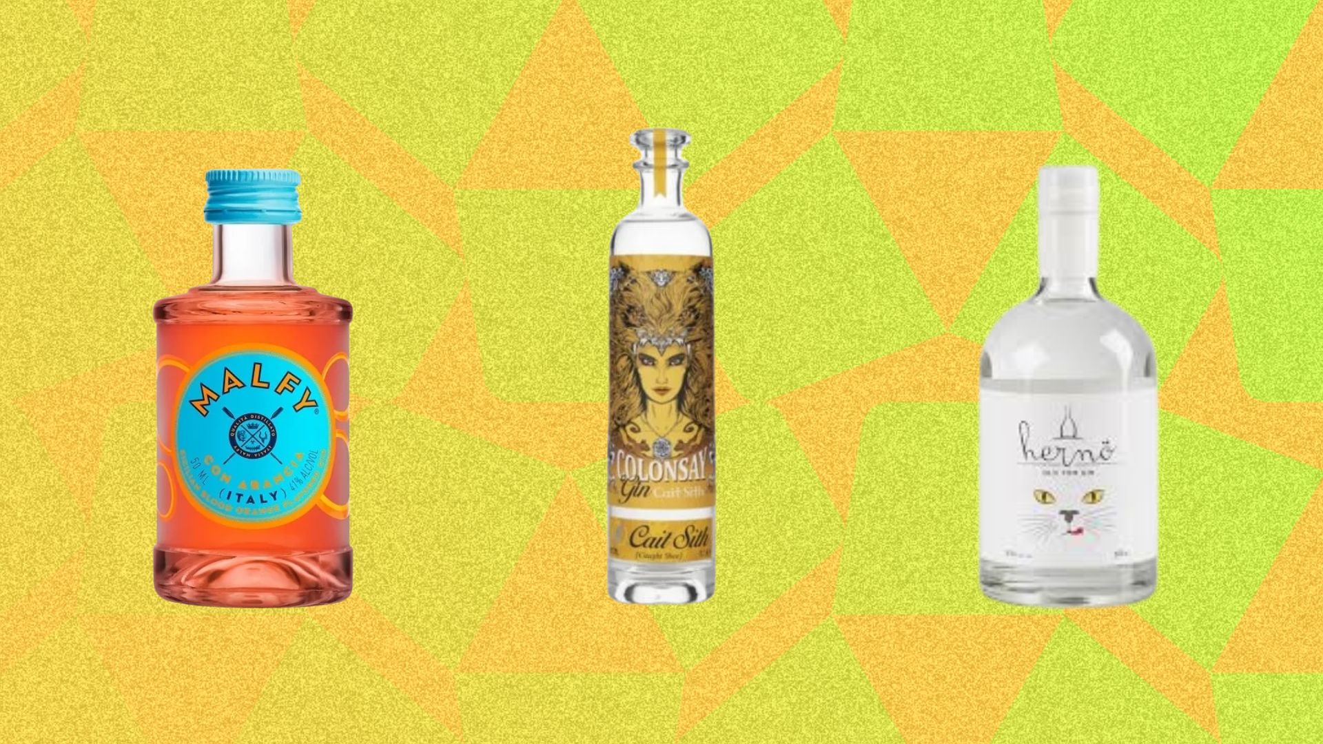 Three bottle sof Gin on a Shortlist themed Drinklist background