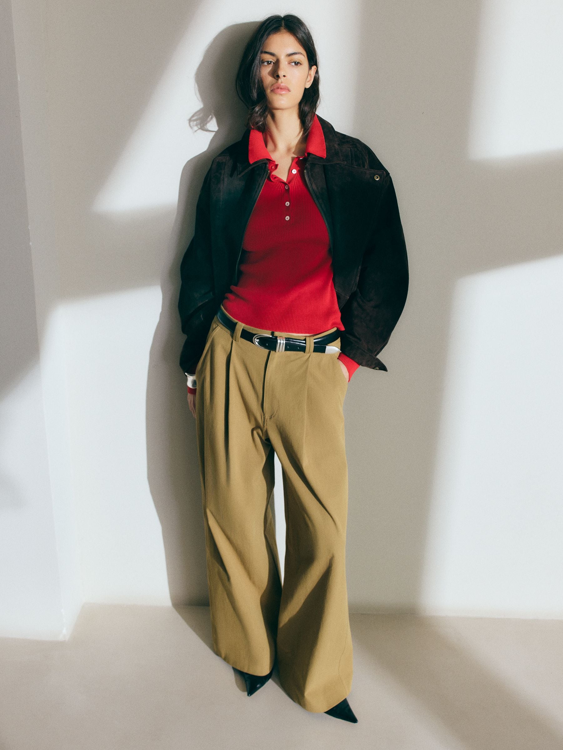 Bhoem Beige Tapered Mid Rise Wide Leg Cotton Trousers