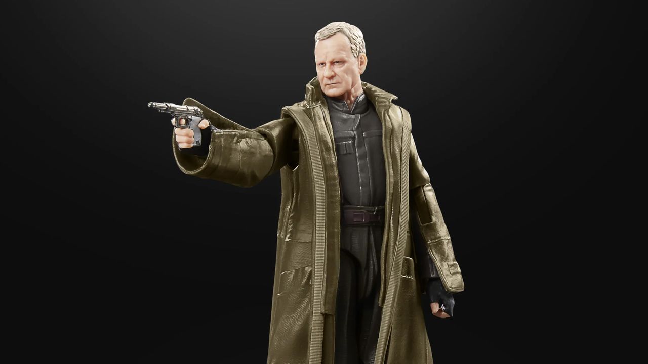 Star Wars The Black Series Luthen Rael action figure on a black background