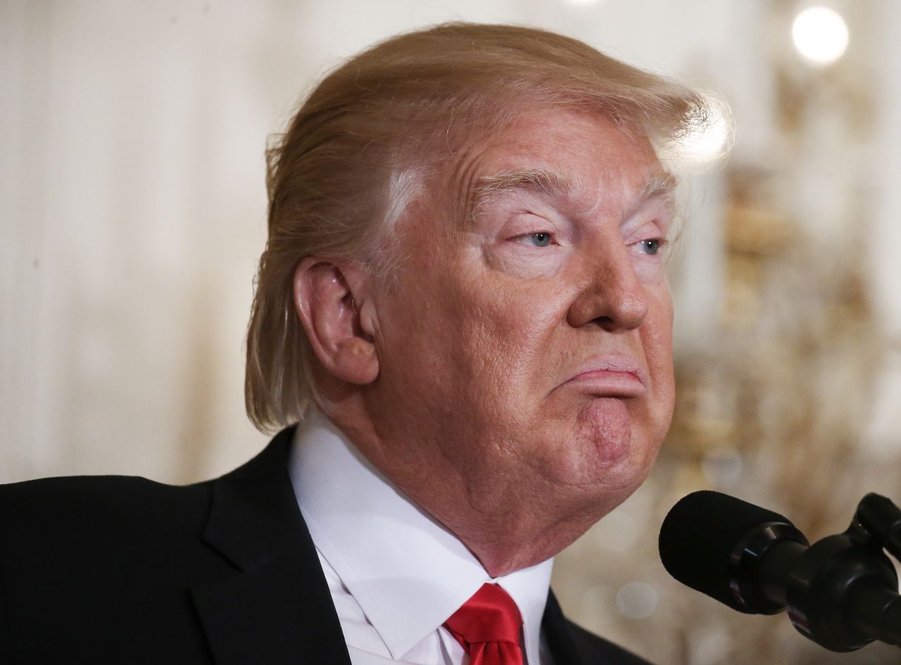 President Trump speaks during a news conference