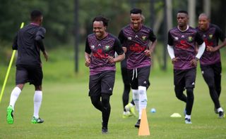 Percy Tau and Themba Zwane of South Africa 