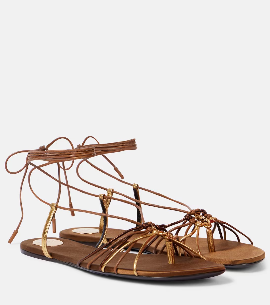 Saint Laurent, Babylone Cassandre Leather Sandals