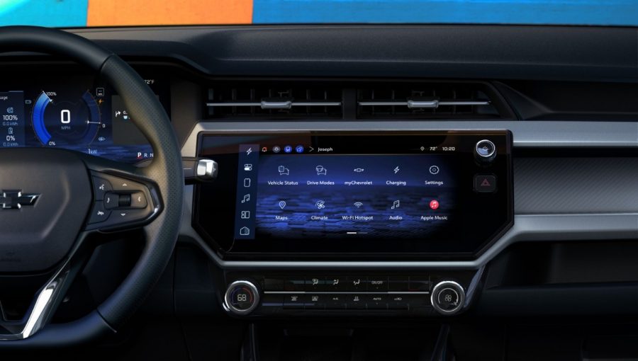 The 2027 Chevrolet Bolt dashboard showing the integration of Apple Music