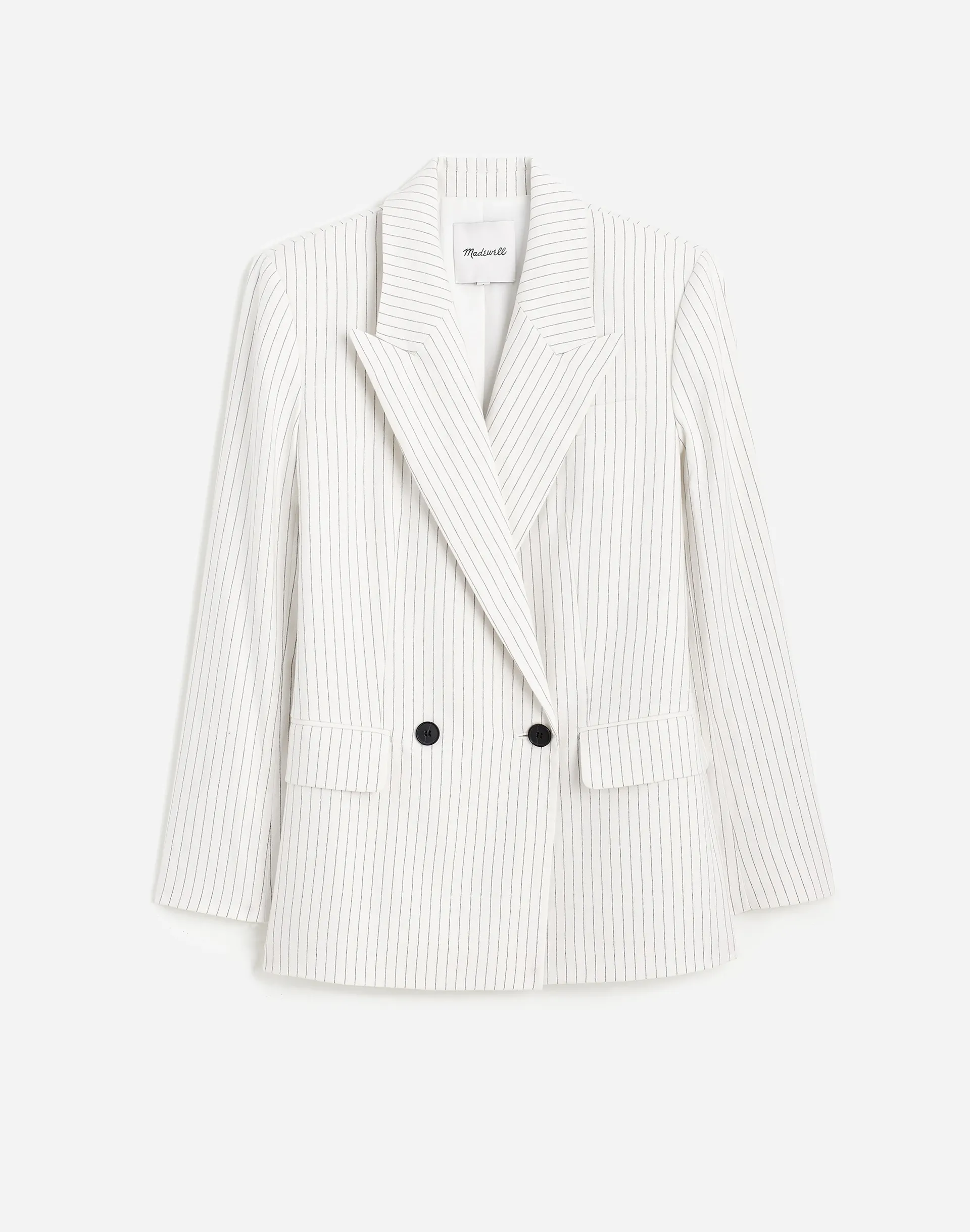 Relaxed Blazer in Pinstripe Linen Blend