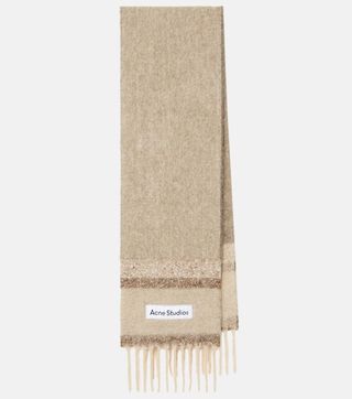 Logo Fringed Wool-Blend Scarf