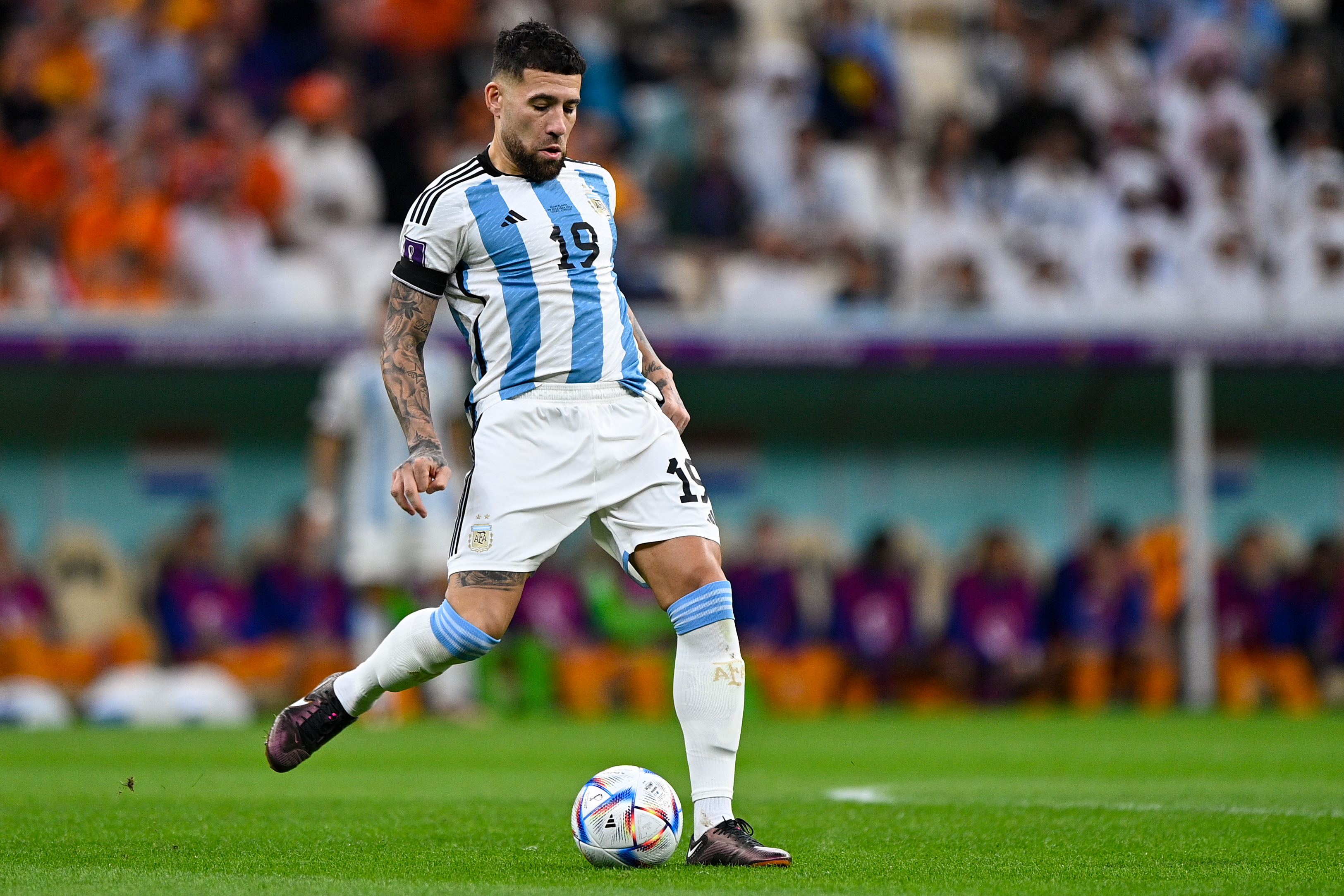 Nicolas Otamendi in action for Argentina against the Netherlands at the 2022 World Cup.