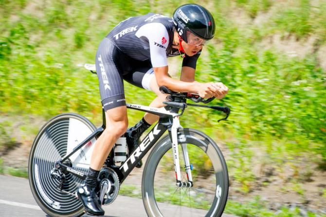 Fumiyuki Beppu (Trek Factory Racing) in action in the Japan national championship time trial