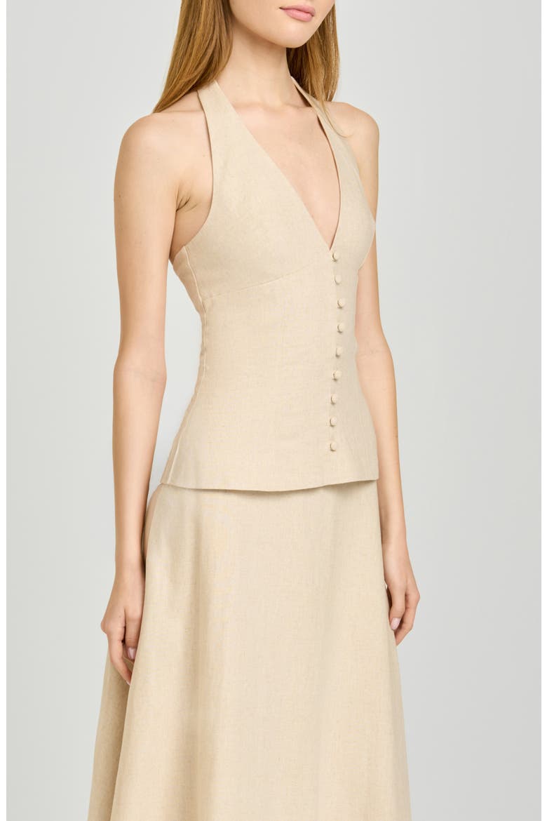 WAYF X Hannah Lovey Porter Capri Halter Neck Linen Blend Top (nordstrom Exclusive)