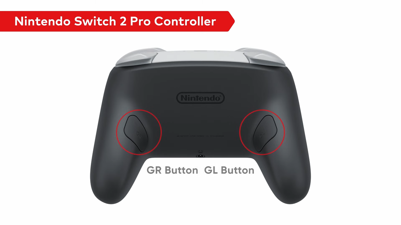 The back buttons on the new Nintendo Switch controller