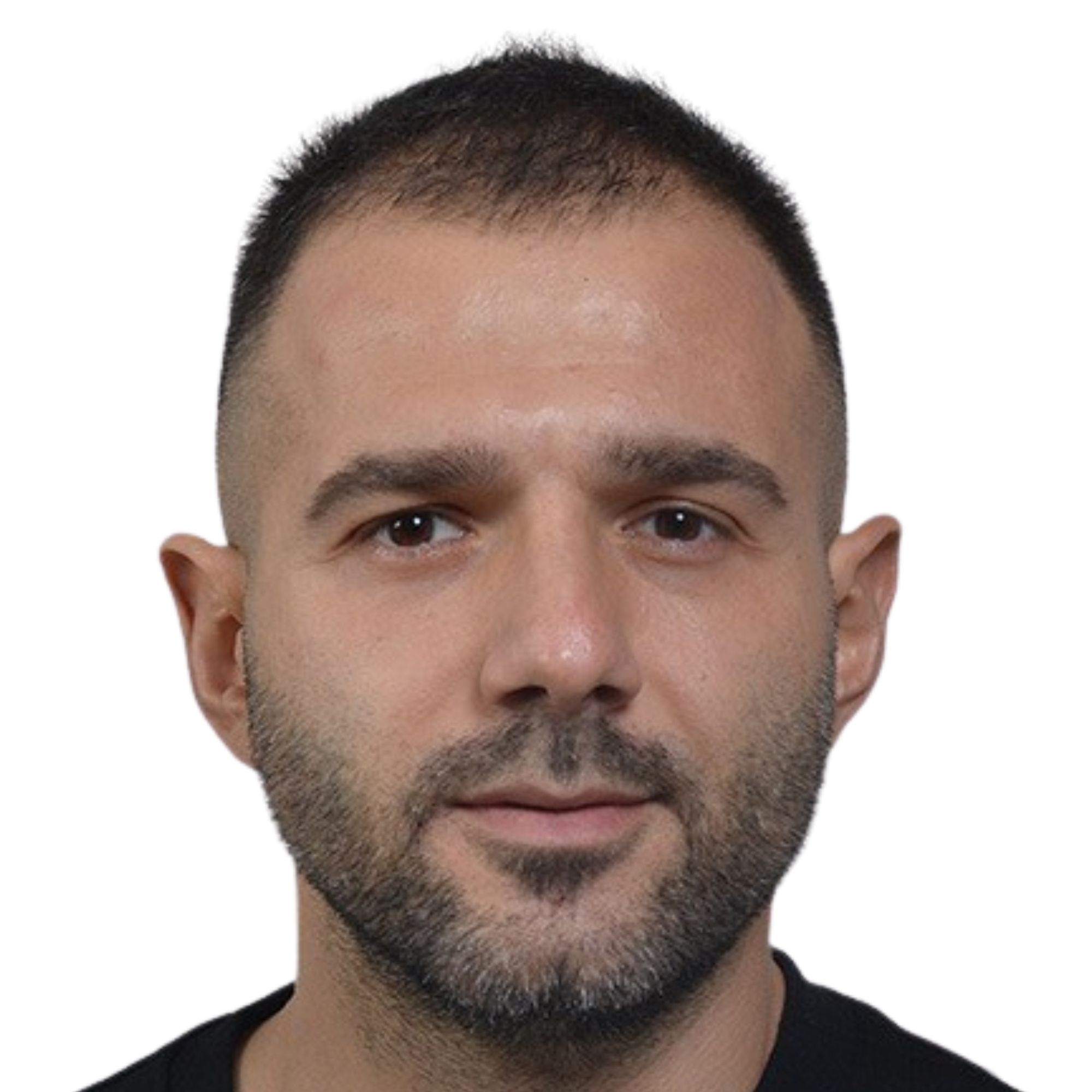 A picture of Seymen Usta, wearing a black t-shirt against a white background
