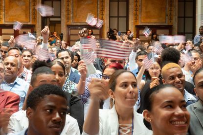 An immigrant naturalization ceremony in 2018.