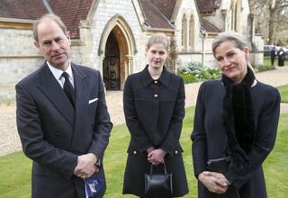Prince Edward, Earl of Wessex and Sophie, Countess of Wessex with their daughter Lady Louise Windsor, during a television interview at the Royal Chapel of All Saints, Windsor, following the announcement on Friday April 9th of the death of Prince Philip, Duke of Edinburgh, at the age of 99, on April 11, 2021 in Windsor, England