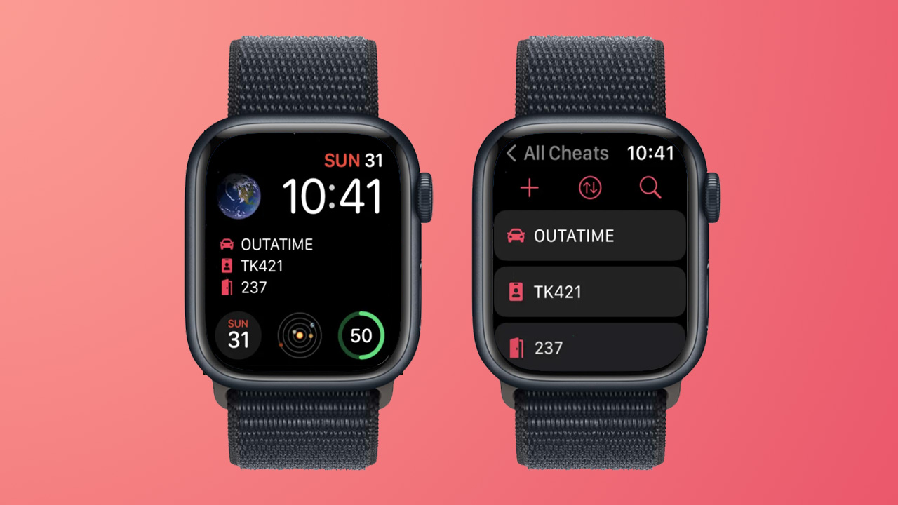 Screenshots of the Cheatsheet app on Apple Watch