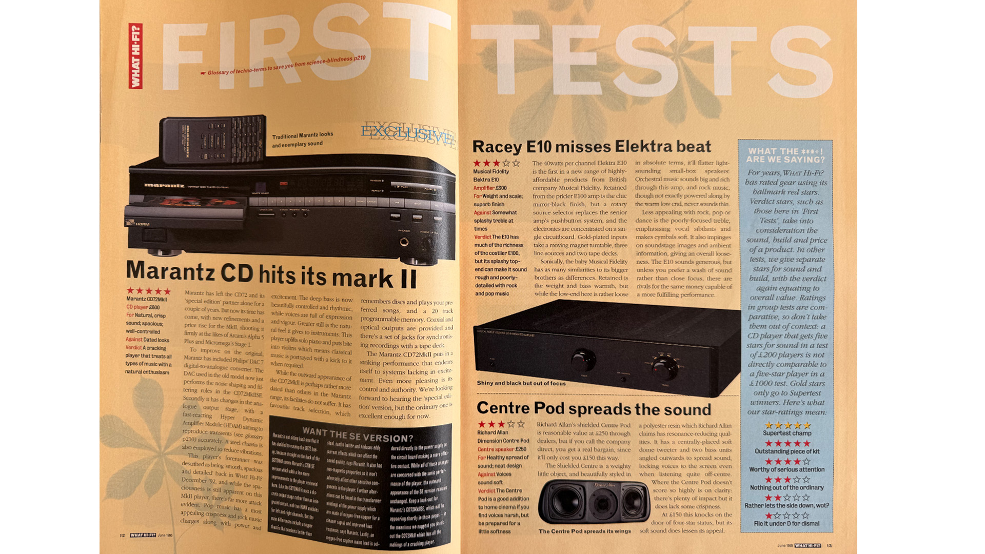 What Hi-Fi? June 1995 lead first test – Marantz CD player