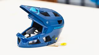 The Endura SingleTrack full face MTB helmet in blue