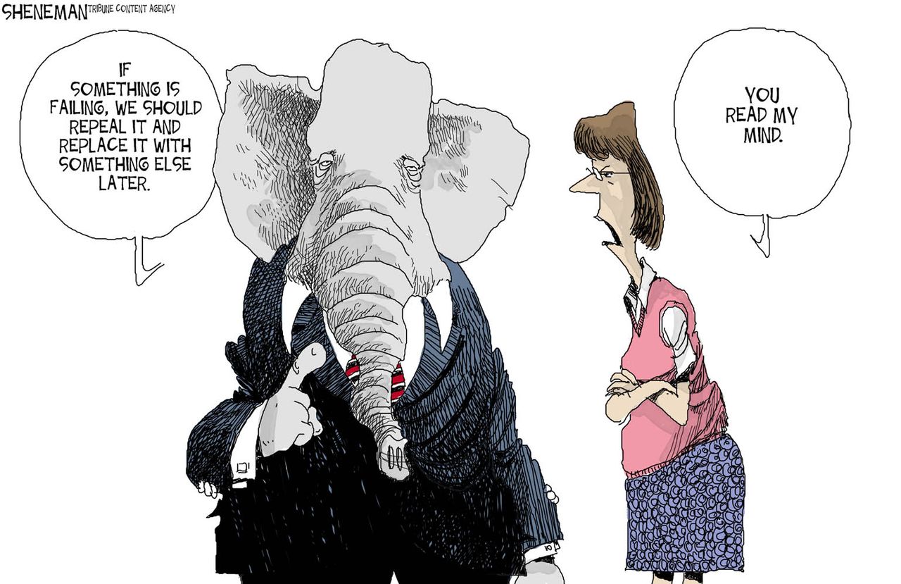 Political cartoon U.S. GOP health care reform repeal replace