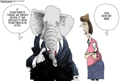 Political cartoon U.S. GOP health care reform repeal replace
