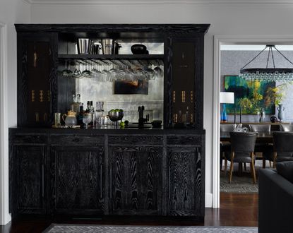A black-toned, ornate bar