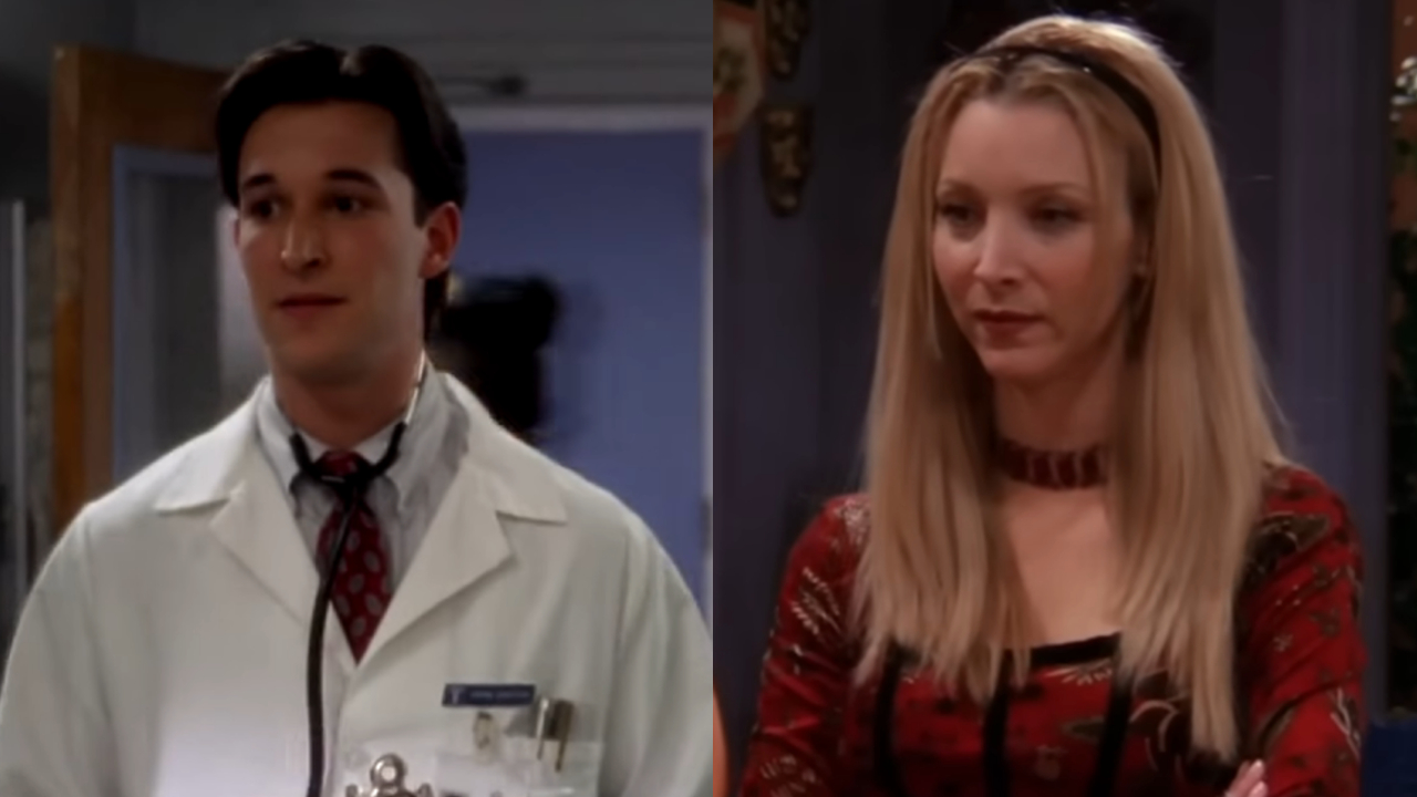 Noah Wyle as John Carter in his first ER appearance, Lisa Kudrow as Phoebe Buffay in Friends.