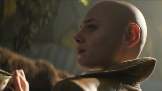 Side profile shot of Cassandra Nova (Emma Corrin) in "Deadpool & Wolverine