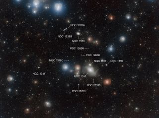 NGC 1316 (aka Fornax A) is among the Fornax Cluster's major galaxies
