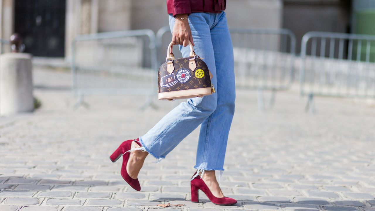 Woman in Jeans &amp; Red Shoes