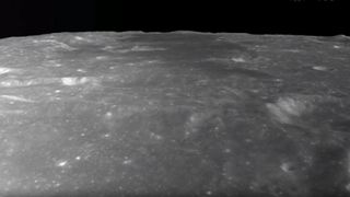 Bright craters pit the surface of the far side of the moon as seen by China's Chang'e 6 moon lander.