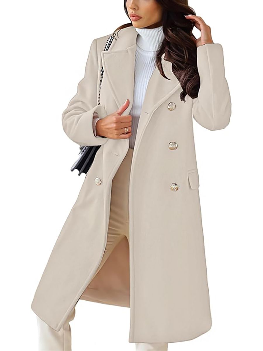 CHARTOU, Chartou Women's Winter Jacket Double-Breasted Wool Blend Warm Long Trench Coat (x-Large, Off White)