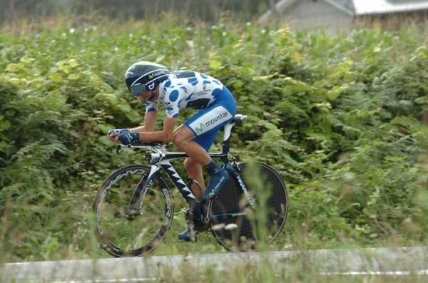 Alejandro Valverde (Movistar) during the Vuelta a Espana's stage 11 time trial.